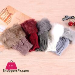 New Women Gloves Stylish Hand Warm Winter Half Finger Mitten Ladies Faux Woolen Crochet Knitted Wrist Warmer Glove