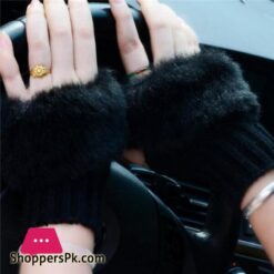 New Women Gloves Stylish Hand Warm Winter Half Finger Mitten Ladies Faux Woolen Crochet Knitted Wrist Warmer Glove