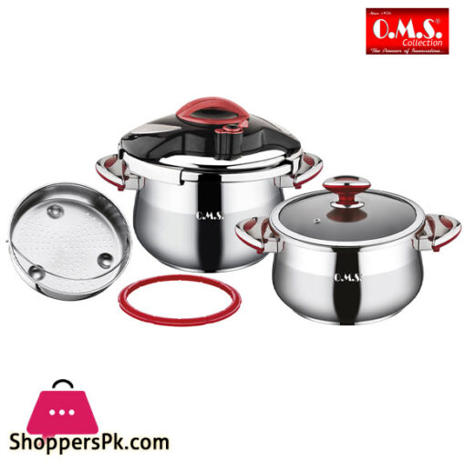 OMS Cooker Set of 5 Stainless Steel Matic Pressure Cooker Turkey Made 5029