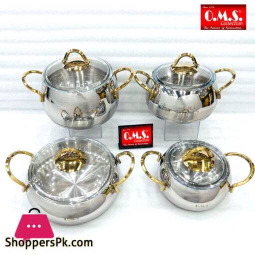 OMS Cylinder Steel Cookware Set of 8 Pieces Turkey Made - 1100G
