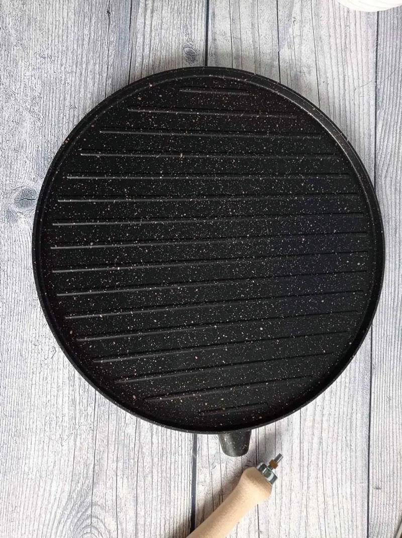 Oms Granite Marble Coat Double Frying Pan With Removable Handle 34X2.2Cm Turkey Made - 3285