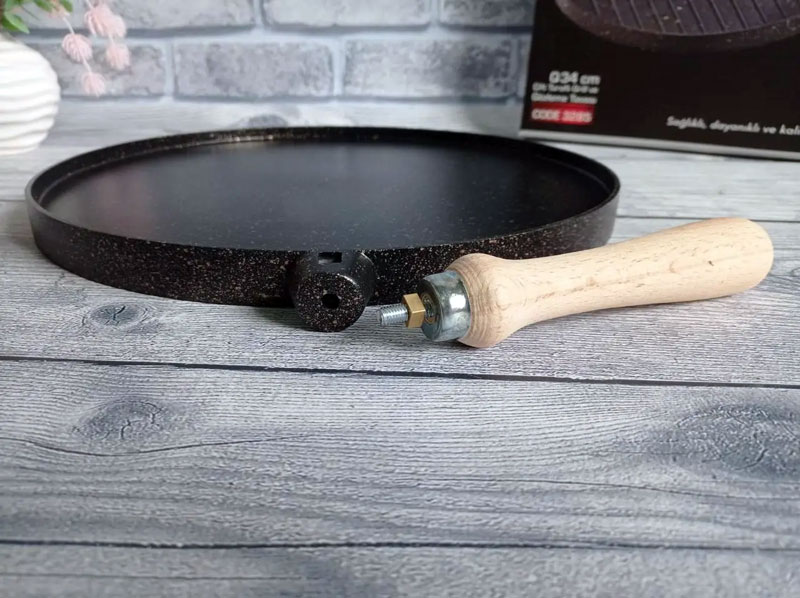 Oms Granite Marble Coat Double Frying Pan With Removable Handle 34X2.2Cm Turkey Made - 3285