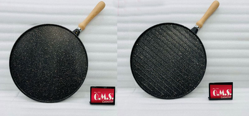 Oms Granite Marble Coat Double Frying Pan With Removable Handle 34X2.2Cm Turkey Made - 3285
