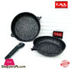 Oms Granite Marble Coating Frying Pan Set Of 2 Pcs With Removable Handle Turkey Made - 3284