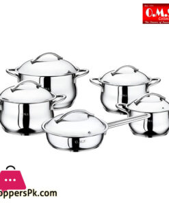 OMS Stainless Steel Cookware Set of 10 Pieces Turkey Made - 1004-F