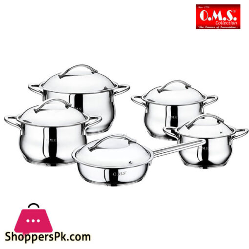 OMS Stainless Steel Cookware Set of 10 Pieces Turkey Made - 1004-F