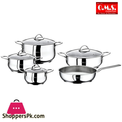 OMS Stainless Steel Cookware Set of 9 Pieces Turkey Made - 1024