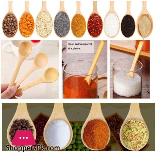 Pack of 6 Wooden Bamboo Spice jar SpoonSuger Pot SpoonTea Coffee Mixing SpoonIce Cream Spoon
