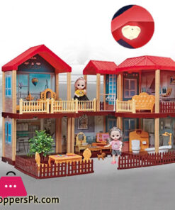 Princess Diy Villa Doll House Plastic Game Doll House Furniture Kit And Digital Assembly Puzzle Toys For Girls And Children Kids 27Inch