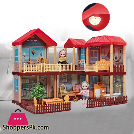Princess Diy Villa Doll House Plastic Game Doll House Furniture Kit And Digital Assembly Puzzle Toys For Girls And Children Kids 27Inch