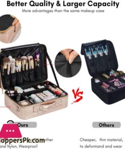 Makeup Bag Vasker Extra Large Make Up Bag Mothers Day Gifts 3 Layers Professional Makeup Travel Bag Cosmetic Bag Waterproof For Storage Cosmetic Tool Accessories Toiletry Rose Gold Jewelry Organizer