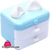 BYYLECL Sewing Supplies Organizer Cute Cat Ear Sewing Storage Box Double Laye Mini Sewing Kit DIY Crafts Sewing Accessories Storage Basket for Thread Needles Scissors