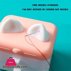 Byylecl Sewing Supplies Organizer Cute Cat Ear Sewing Storage Box Double Laye Mini Sewing Kit Diy Crafts Sewing Accessories Storage Basket For Thread Needles Scissors