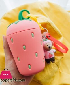 Strawberry Glass Cute Water Bottle Portable Kids Water Bottle with Lid Handle