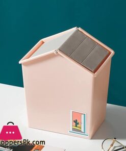 Trash Can Creative Mini House Portable Desktop Car Waste Bin Small And Cute Office Living Room Bedside Family Flip Rubbish Binblue Durable
