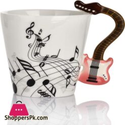 12 Oz Violin Music Unique Handle Art Musical Notes Holds Tea Coffee Milk Ceramic Mug Cup Black