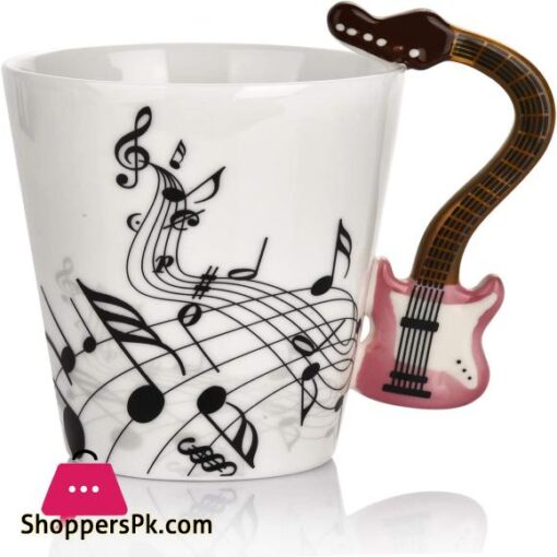 12 Oz Violin Music Unique Handle Art Musical Notes Holds Tea Coffee Milk Ceramic Mug Cup Black