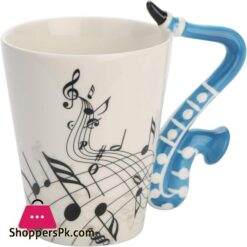 12 Oz Violin Music Unique Handle Art Musical Notes Holds Tea Coffee Milk Ceramic Mug Cup Black