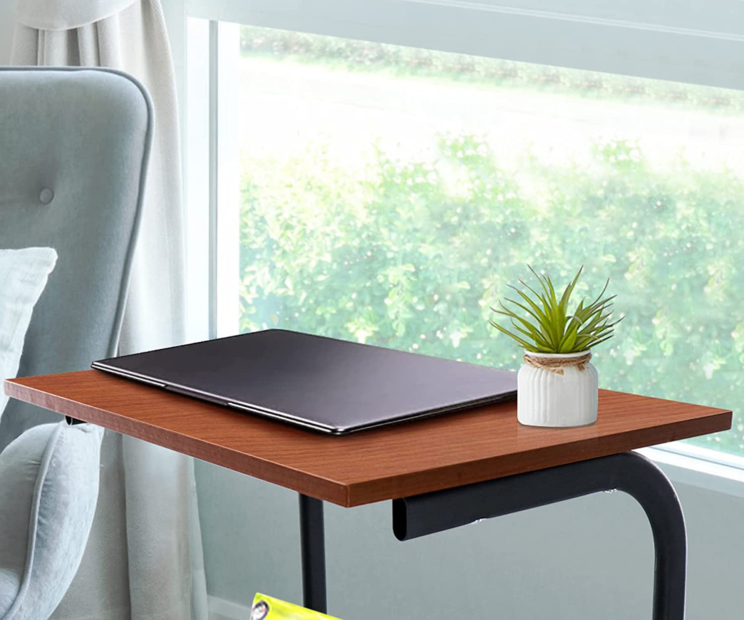 3 Tier Rolling Storage Cart With Tabletop Utility Rolling Table Cart Metal Mesh Storage Organizer As Laptop Desk, Utility Storage Rack