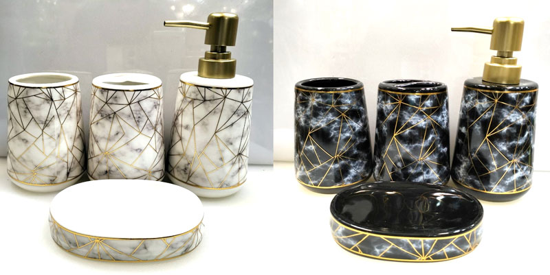 Amie-Naz Bathroom Set Geometric Design Set Of 4 Pcs