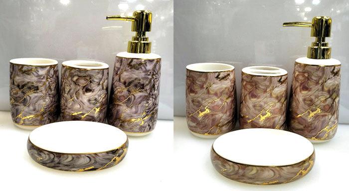 Amie-Naz Bathroom Set Marbel Design Set Of 4 Pcs