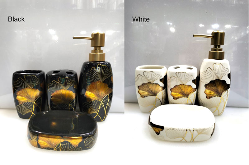 Flora Bathroom Set Stone Set Of 4-Pcs