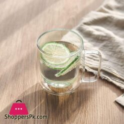 Vzaahu Double Wall Insulated Glasses Espresso Cups With Handle 2 Pack10 Oz Clear Glass Coffee Mug Set For Cappuccino Tea Latte Beverage Glasses Heat Resistant Dishwasher Microwave Safe