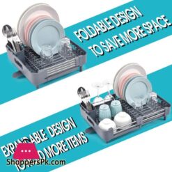 Kingrack Expandable Dish Rackfoldable Stainless Steel Dish Drainers With Removable Cutlery Holder Non Scratch Plate Rack Adjustable Dish Drying Rack With Swivel Drainage Spout Grey Wk810172 6