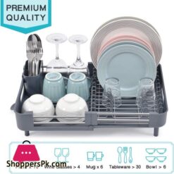 Kingrack Expandable Dish Rackfoldable Stainless Steel Dish Drainers With Removable Cutlery Holder Non Scratch Plate Rack Adjustable Dish Drying Rack With Swivel Drainage Spout Grey Wk810172 6
