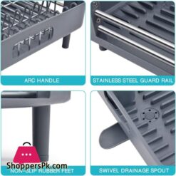 Kingrack Expandable Dish Rackfoldable Stainless Steel Dish Drainers With Removable Cutlery Holder Non Scratch Plate Rack Adjustable Dish Drying Rack With Swivel Drainage Spout Grey Wk810172 6