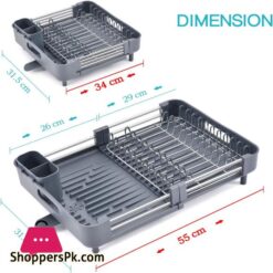 Kingrack Expandable Dish Rackfoldable Stainless Steel Dish Drainers With Removable Cutlery Holder Non Scratch Plate Rack Adjustable Dish Drying Rack With Swivel Drainage Spout Grey Wk810172 6