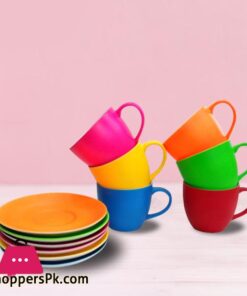 6pcs Multicolored Cup Saucer Set
