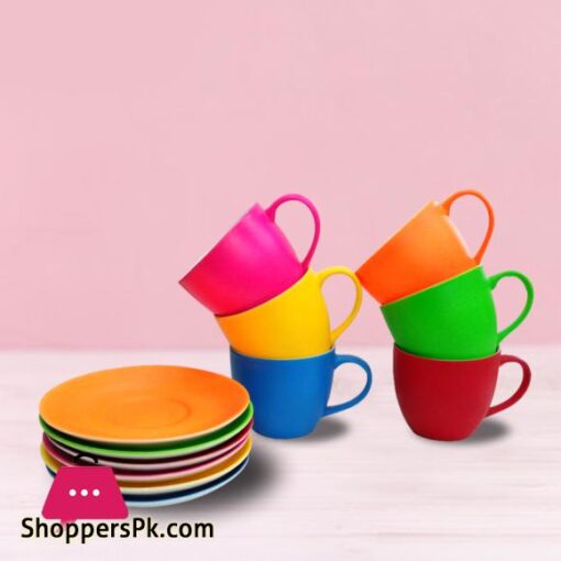 6pcs Multicolored Cup Saucer Set