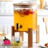 Glass Drink Dispenser With Spout Stainless Steel Beverage Dispenser With Stand For Parties Lemonade Stand 5811L For Tea Coffee Cold Milk Water Juice In Parties Offices Weddings