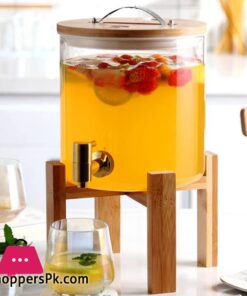 Glass Drink Dispenser with Spout Stainless Steel Beverage Dispenser with Stand for Parties Lemonade Stand 5811l for Tea Coffee Cold Milk Water Juice in Parties Offices Weddings