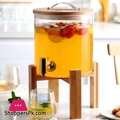 Glass Drink Dispenser with Spout Stainless Steel Beverage Dispenser with Stand for Parties Lemonade Stand 5811l for Tea Coffee Cold Milk Water Juice in Parties Offices Weddings