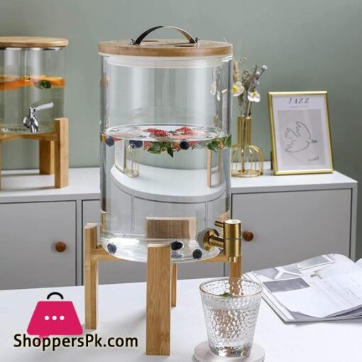 Glass Drink Dispenser with Spout Stainless Steel Beverage Dispenser with Stand for Parties Lemonade Stand 5811l for Tea Coffee Cold Milk Water Juice in Parties Offices Weddings