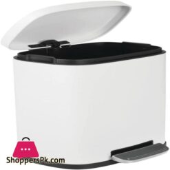 Mdesign Pedal Bin 5 L Stainless Steel Metal Waste Bin With Pedal Lid And Plastic Insert Small Household Rubbish Bin For Bathroom And Kitchen Or As Office Bin Etc White