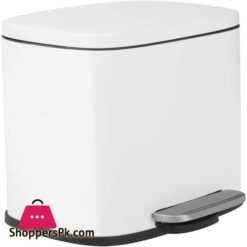 Mdesign Pedal Bin 5 L Stainless Steel Metal Waste Bin With Pedal Lid And Plastic Insert Small Household Rubbish Bin For Bathroom And Kitchen Or As Office Bin Etc White