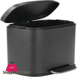 Mdesign Pedal Bin 5 L Stainless Steel Metal Waste Bin With Pedal Lid And Plastic Insert Small Household Rubbish Bin For Bathroom And Kitchen Or As Office Bin Etc Black