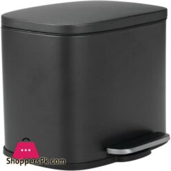 Mdesign Pedal Bin 5 L Stainless Steel Metal Waste Bin With Pedal Lid And Plastic Insert Small Household Rubbish Bin For Bathroom And Kitchen Or As Office Bin Etc Black