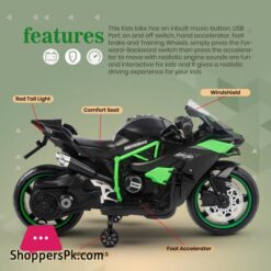 Goodluck Baybee Battery Operated Bike For Kids Rechargeable Bike Electric Ride On Baby Bike With Led Light Music Usb Battery Operated Kids Bike For Boys Girls 2 To 6 Years Green