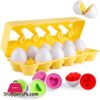 Coogam Matching Eggs 12 pcs Set Color Shape Recoginition Sorter Puzzle for Easter Travel Bingo Game Early Learning Educational Fine Motor Skill Montessori Gift for Year Old Kids