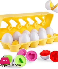 Coogam Matching Eggs 12 pcs Set Color Shape Recoginition Sorter Puzzle for Easter Travel Bingo Game Early Learning Educational Fine Motor Skill Montessori Gift for Year Old Kids