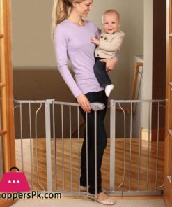 Regalo Easy Step 49 Inch Extra Wide Baby Gate Includes 4 Inch and 12 Inch Extension Kit 4 Pack of Pressure Mount Kit and 4 Pack of Wall Mount Kit Platinum Total Pack of 1