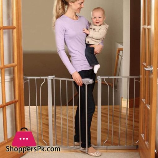 Regalo Easy Step 49 Inch Extra Wide Baby Gate Includes 4 Inch and 12 Inch Extension Kit 4 Pack of Pressure Mount Kit and 4 Pack of Wall Mount Kit Platinum Total Pack of 1