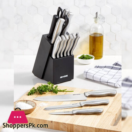 AR+COOK 15-Piece High-Carbon Stainless Steel Knife Block Set of 15 Pcs