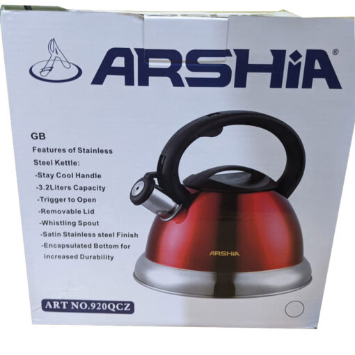 Arshia 3.2 Liter Stainless Steel Whisthabing Tea Kettle Food Grade Tea Pot With Heat Resistant Handle Hotplates Suitable For All Heat Sources