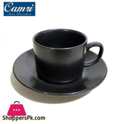 Camri Stackable Cup & Saucer Retro Matte Black Cup 200ml