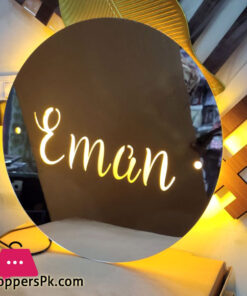 Customize Name Acrylic Mirror with LED Wall Hanging 15 Inch